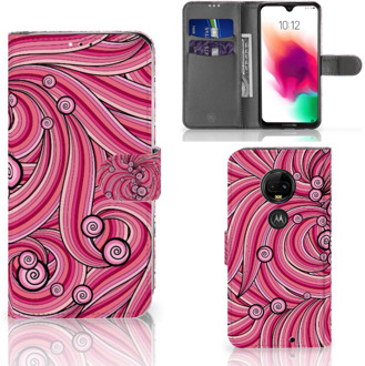 B2Ctelecom Motorola Moto G7 | G7 Plus Uniek Bookcase Hoesje Swirl Pink