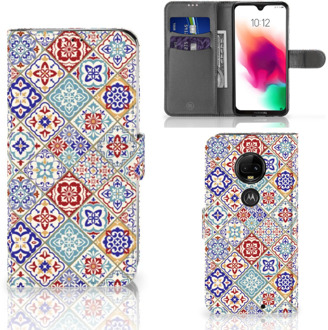 B2Ctelecom Motorola Moto G7 | G7 Plus Uniek Bookcase Hoesje Tiles Color