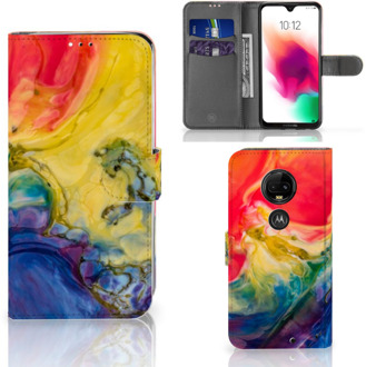 B2Ctelecom Motorola Moto G7 | G7 Plus Uniek Bookcase Hoesje Watercolor Dark