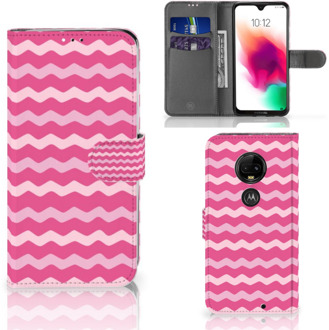 B2Ctelecom Motorola Moto G7 | G7 Plus Uniek Bookcase Hoesje Waves Pink