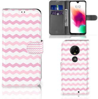 B2Ctelecom Motorola Moto G7 | G7 Plus Uniek Bookcase Hoesje Waves Roze