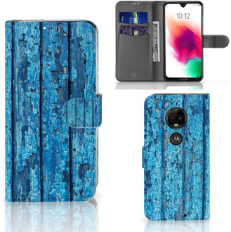 B2Ctelecom Motorola Moto G7 | G7 Plus Uniek Bookcase Hoesje Wood Blue