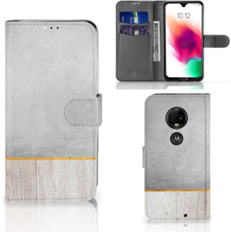 B2Ctelecom Motorola Moto G7 | G7 Plus Uniek Bookcase Hoesje Wood Concrete