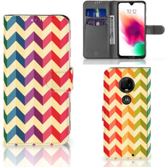 B2Ctelecom Motorola Moto G7 | G7 Plus Uniek Bookcase Hoesje Zigzag Color