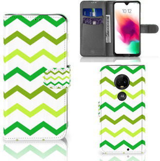 B2Ctelecom Motorola Moto G7 | G7 Plus Uniek Bookcase Hoesje Zigzag Groen