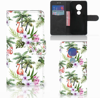 B2Ctelecom Motorola Moto G7 Play Book Case Hoesje Flamingo Palms