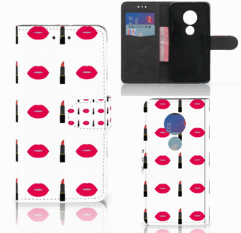 B2Ctelecom Motorola Moto G7 Play Book Case Hoesje Lipstick Kiss