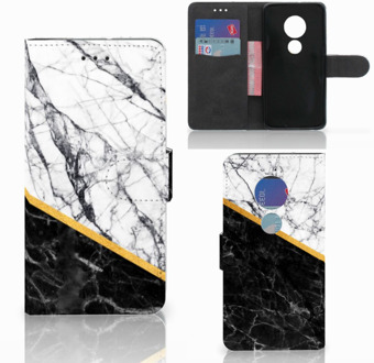 B2Ctelecom Motorola Moto G7 Play Book Case Hoesje Marble White Black