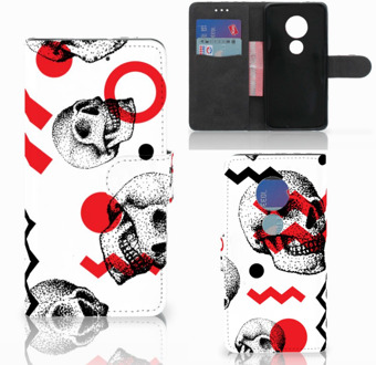 B2Ctelecom Motorola Moto G7 Play Book Case Hoesje Skull Red