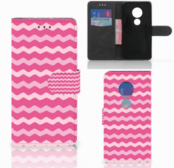 B2Ctelecom Motorola Moto G7 Play Book Case Hoesje Waves Pink