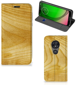 B2Ctelecom Motorola Moto G7 Play Book Wallet Case Licht Hout