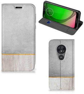 B2Ctelecom Motorola Moto G7 Play Book Wallet Case Wood Concrete