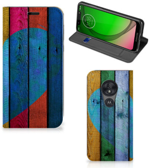 B2Ctelecom Motorola Moto G7 Play Book Wallet Case Wood Heart