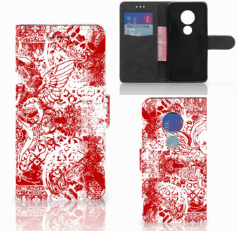 B2Ctelecom Motorola Moto G7 Play Bookcover hoesje Angel Skull Red