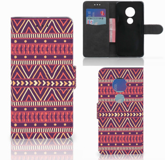 B2Ctelecom Motorola Moto G7 Play Bookcover hoesje Aztec Purple