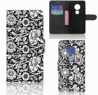 B2Ctelecom Motorola Moto G7 Play Bookcover hoesje Black Flowers