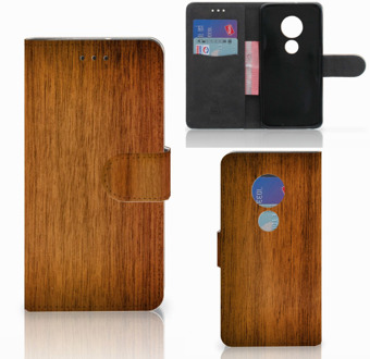 B2Ctelecom Motorola Moto G7 Play Bookcover hoesje Donker Hout