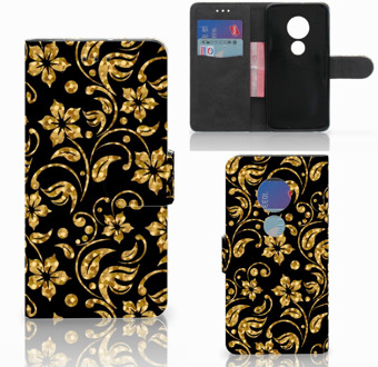 B2Ctelecom Motorola Moto G7 Play Bookcover hoesje Gouden Bloemen