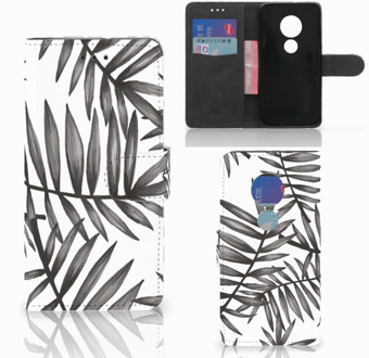 B2Ctelecom Motorola Moto G7 Play Bookcover hoesje Leaves Grey