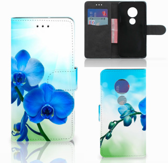 B2Ctelecom Motorola Moto G7 Play Bookcover hoesje Orchidee Blauw