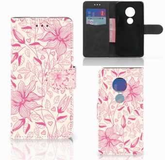 B2Ctelecom Motorola Moto G7 Play Bookcover hoesje Pink Flowers