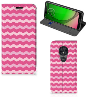 B2Ctelecom Motorola Moto G7 Play Hoesje met Magneet Waves Pink