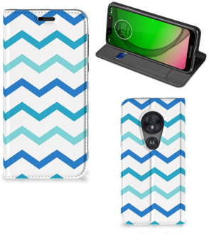 B2Ctelecom Motorola Moto G7 Play Hoesje met Magneet Zigzag Blauw