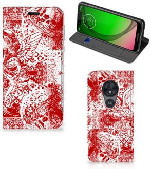 B2Ctelecom Motorola Moto G7 Play Mobiel BookCase Angel Skull Red