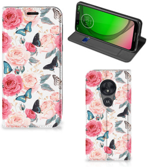 B2Ctelecom Motorola Moto G7 Play Smart Cover Butterfly Roses