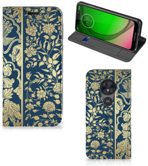 B2Ctelecom Motorola Moto G7 Play Smart Cover Golden Flowers