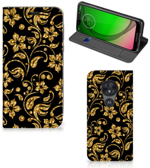 B2Ctelecom Motorola Moto G7 Play Smart Cover Gouden Bloemen