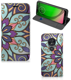 B2Ctelecom Motorola Moto G7 Play Smart Cover Purple Flower