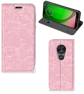 B2Ctelecom Motorola Moto G7 Play Telefoon Hoesje White Flowers