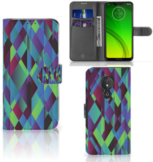 B2Ctelecom Motorola Moto G7 Power Hoesje Bookcase Abstract Green Blue