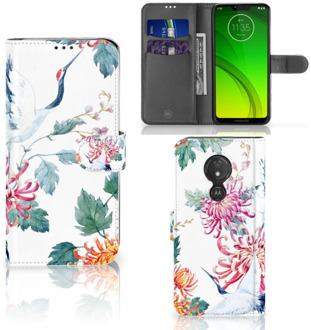 B2Ctelecom Motorola Moto G7 Power  Hoesje Bookcase Bird Flowers