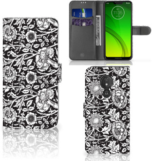 B2Ctelecom Motorola Moto G7 Power  Hoesje Bookcase Black Flowers