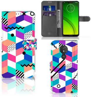 B2Ctelecom Motorola Moto G7 Power Hoesje Bookcase Blocks Colorful