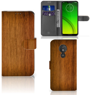 B2Ctelecom Motorola Moto G7 Power  Hoesje Bookcase Donker Hout