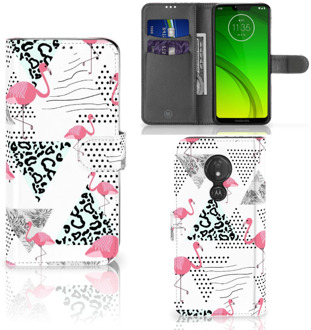 B2Ctelecom Motorola Moto G7 Power  Hoesje Bookcase Flamingo Triangle