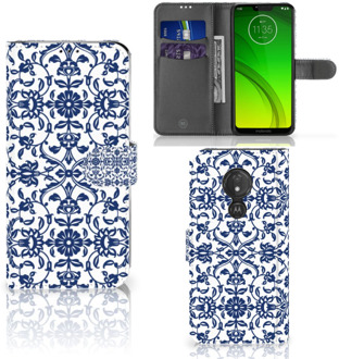 B2Ctelecom Motorola Moto G7 Power  Hoesje Bookcase Flower Blue