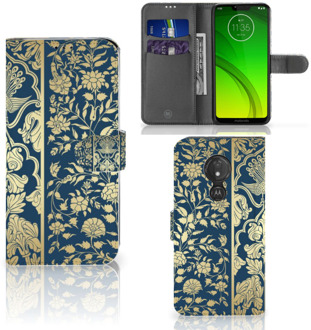 B2Ctelecom Motorola Moto G7 Power  Hoesje Bookcase Golden Flowers