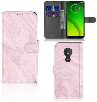 B2Ctelecom Motorola Moto G7 Power Hoesje Bookcase Marble Pink