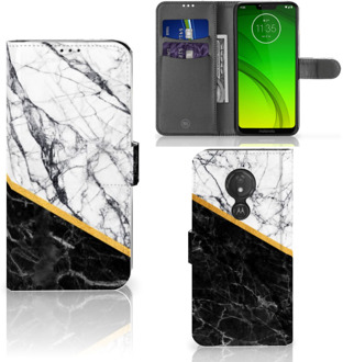 B2Ctelecom Motorola Moto G7 Power  Hoesje Bookcase Marble White Black