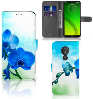 B2Ctelecom Motorola Moto G7 Power Hoesje Bookcase Orchidee Blauw