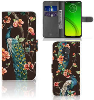 B2Ctelecom Motorola Moto G7 Power Hoesje Bookcase Pauw met Bloemen