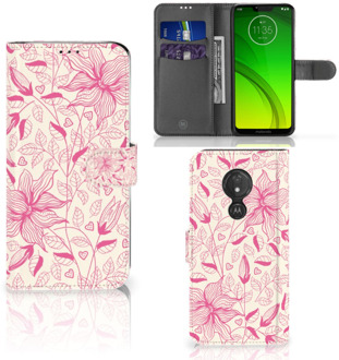 B2Ctelecom Motorola Moto G7 Power  Hoesje Bookcase Pink Flowers