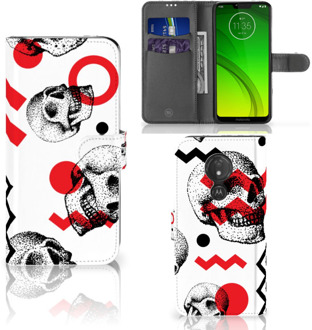 B2Ctelecom Motorola Moto G7 Power Hoesje Bookcase Skull Red