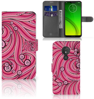 B2Ctelecom Motorola Moto G7 Power  Hoesje Bookcase Swirl Pink