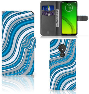 B2Ctelecom Motorola Moto G7 Power Hoesje Bookcase Waves Blue