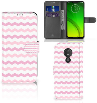 B2Ctelecom Motorola Moto G7 Power  Hoesje Bookcase Waves Roze